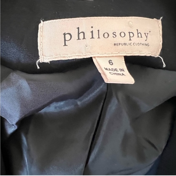 Philosophy Black Cropped Open Front Blazer Size 6 - Picture 3 of 5